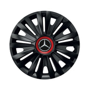 Set 4 capace roti Negre Cu Inel Rosu Royal R15 Compatibil Cu Mercedes-Benz