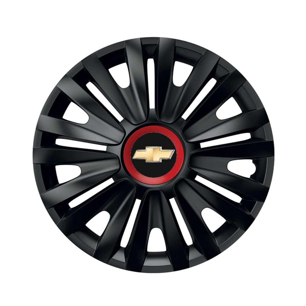 Set 4 capace roti Negre Cu Inel Rosu Royal R16 pentru gama auto Chevrolet
