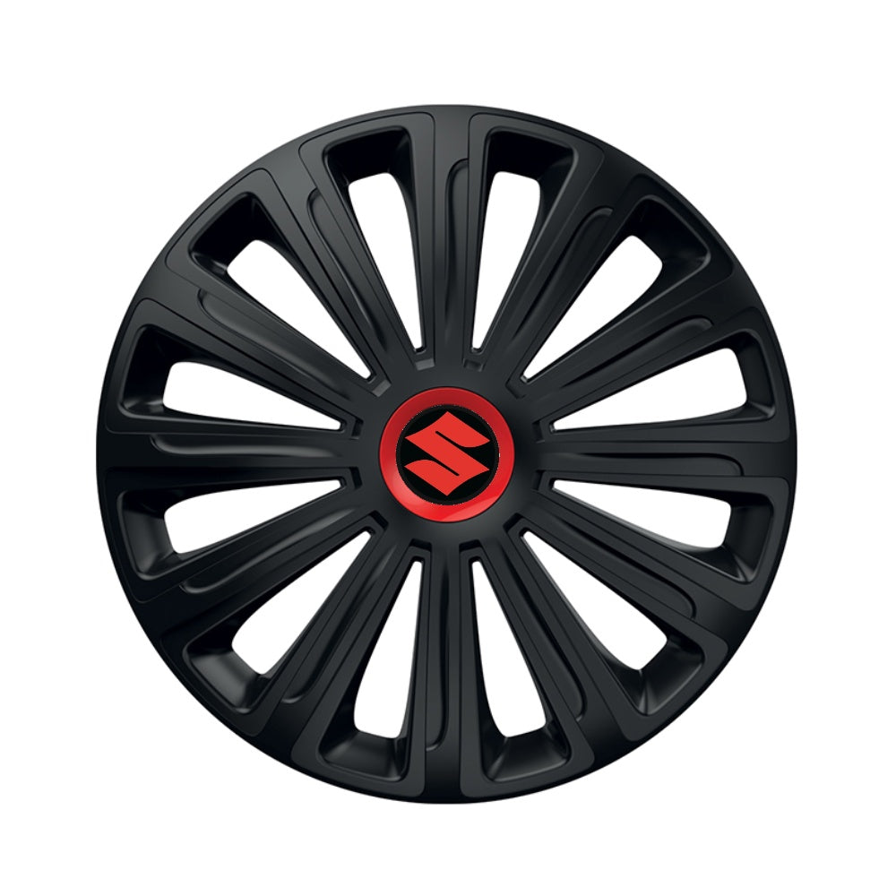 Set 4 capace roti Negre Cu Inel Rosu Trend R14 pentru gama auto Suzuki