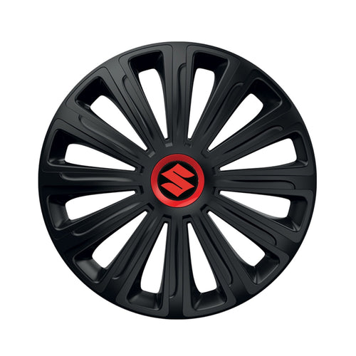 Set 4 capace roti Negre Cu Inel Rosu Trend R14 Compatibil Cu Suzuki