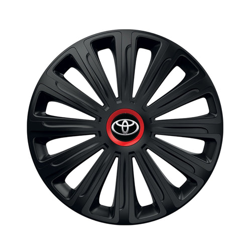 Set 4 capace roti Negre Cu Inel Rosu Trend R14 Compatibil Cu Toyota