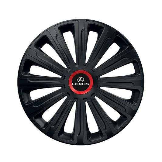 Set 4 capace roti Negre Cu Inel Rosu Trend R15 Compatibil Cu Lexus