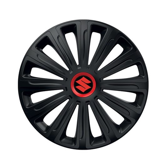 Set 4 capace roti Negre Cu Inel Rosu Trend R15 Compatibil Cu Suzuki