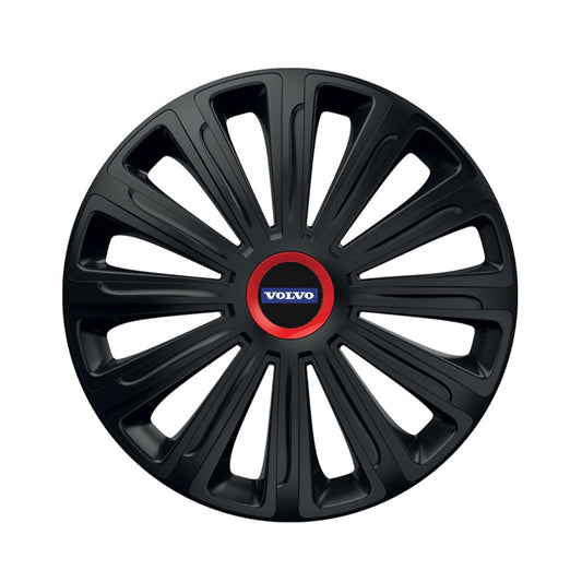 Set 4 capace roti Negre Cu Inel Rosu Trend R15 Compatibil Cu Volvo