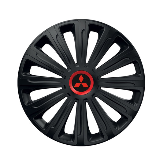 Set 4 capace roti Negre Cu Inel Rosu Trend R15 Compatibil Cu Mitsubishi
