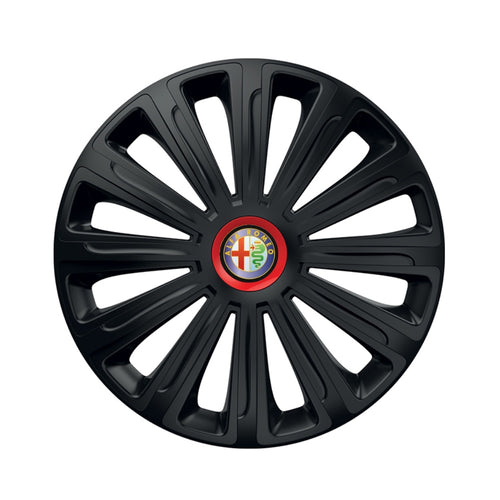Set 4 capace roti Negre Cu Inel Rosu Trend R16 Compatibil Cu Alfa Romeo