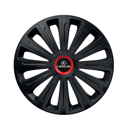 Set 4 capace roti Negre Cu Inel Rosu Trend R16 Compatibil Cu Lexus