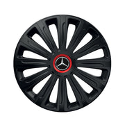 Set 4 capace roti Negre Cu Inel Rosu Trend R16 Compatibil Cu Mercedes-Benz
