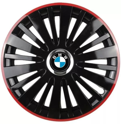Set 4 Capace Roti pentru BMW model Falcon Black Cu Rama Rosie R15 BMW