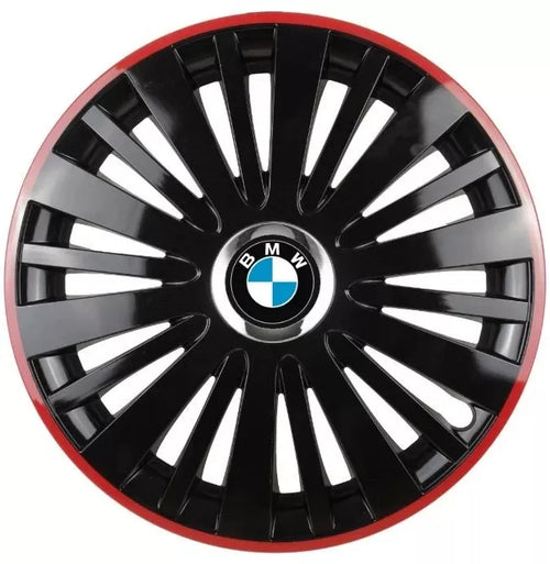 Set 4 Capace Roti pentru BMW model Falcon Black Cu Rama Rosie R15 BMW