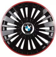 Set 4 Capace Roti pentru BMW model Falcon Black Cu Rama Rosie R14 BMW