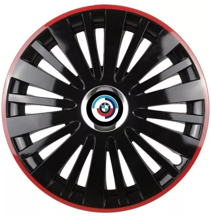 Set 4 Capace Roti pentru BMW Nou model Falcon Black Cu Rama Rosie R15 BMW