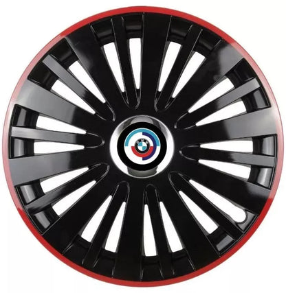 Set 4 Capace Roti pentru BMW Nou model Falcon Black Cu Rama Rosie R15 BMW
