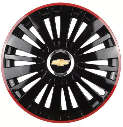 Set 4 Capace Roti pentru Chevrolet model Falcon Black Cu Rama Rosie R16 CHEVROLET
