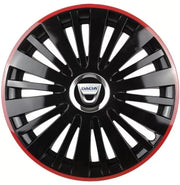 Set 4 Capace Roti pentru Dacia model Falcon Black Cu Rama Rosie R14 DACIA