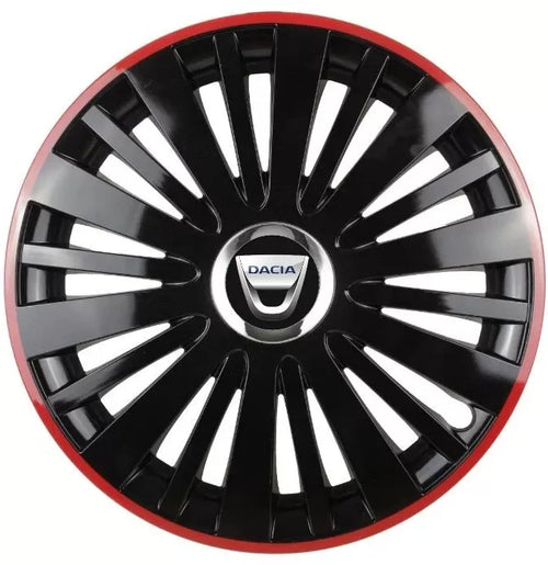 Set 4 Capace Roti pentru Dacia model Falcon Black Cu Rama Rosie R15 DACIA