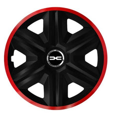 Set 4 Wheel Caps Fast Black Red Frame R14, suitable for Dacia New