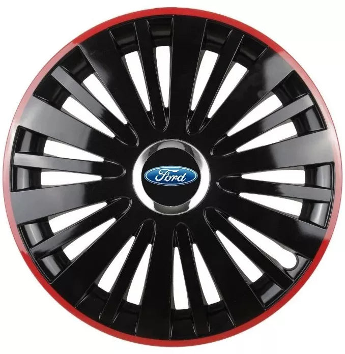 Set 4 Capace Roti pentru Ford model Falcon Black Cu Rama Rosie R15 FORD