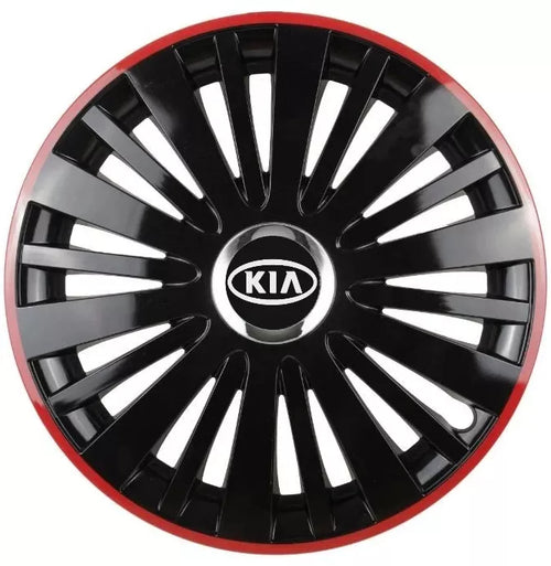Set 4 Capace Roti pentru Kia model Falcon Black Cu Rama Rosie R14 KIA