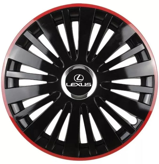 Set 4 Capace Roti pentru Lexus model Falcon Black Cu Rama Rosie R16 LEXUS