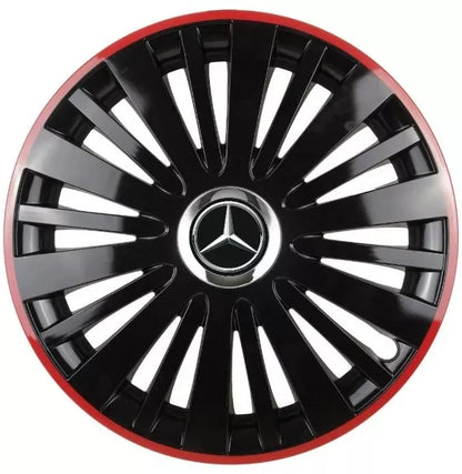 Set 4 Capace Roti pentru Mercedes model Falcon Black Cu Rama Rosie R15 MERCEDES