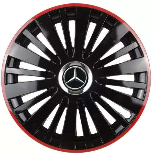 Set 4 Capace Roti pentru Mercedes model Falcon Black Cu Rama Rosie R15 MERCEDES