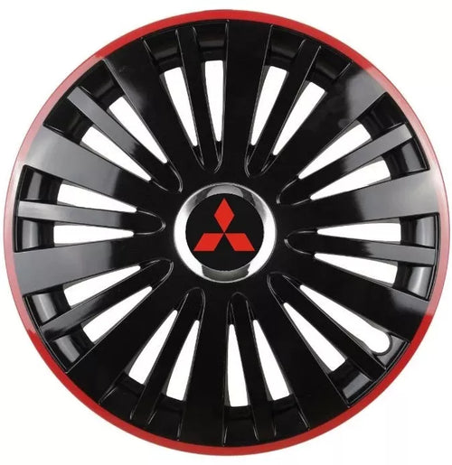 Set 4 Capace Roti pentru Mitsubishi model Falcon Black Cu Rama Rosie R16 MITSUBISHI