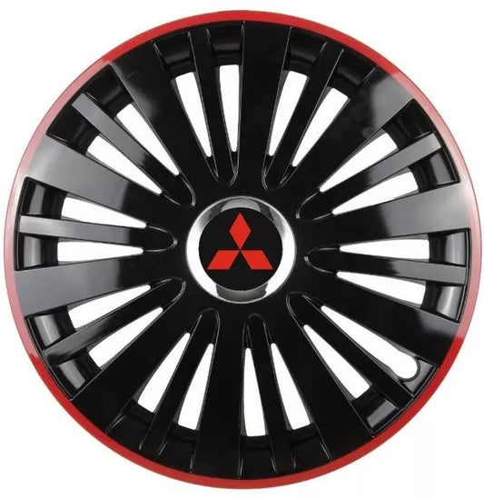 Set 4 Capace Roti pentru Mitsubishi model Falcon Black Cu Rama Rosie R16 MITSUBISHI