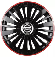 Set 4 Capace Roti pentru Nissan model Falcon Black Cu Rama Rosie R15 NISSAN