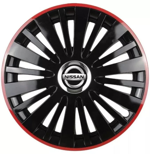 Set 4 Capace Roti pentru Nissan model Falcon Black Cu Rama Rosie R16 NISSAN
