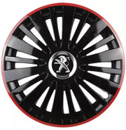 Set 4 Capace Roti pentru Peugeot model Falcon Black Cu Rama Rosie R14