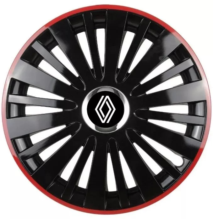 Set 4 Capace Roti pentru Renault Nou model Falcon Black Cu Rama Rosie R15 RENAULT