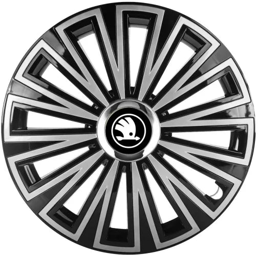 Set 4 Capace Roti pentru Skoda Nou Alb-Negru model Sunset R15 SKODA