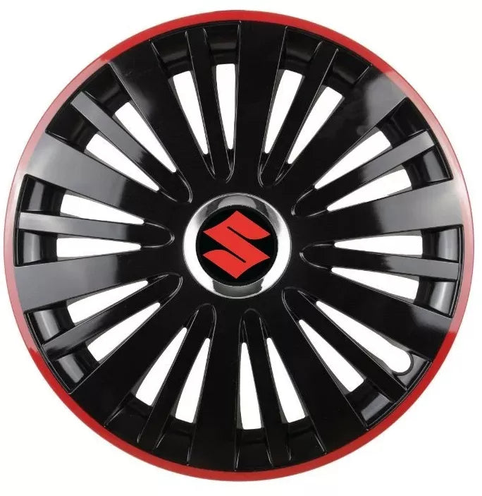 Set 4 Capace Roti pentru Suzuki model Falcon Black Cu Rama Rosie R14 SUZUKI