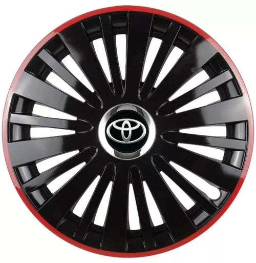 Set 4 Capace Roti pentru Toyota model Falcon Black Cu Rama Rosie R15 TOYOTA