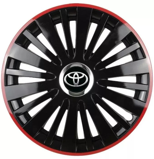 Set 4 Capace Roti pentru Toyota model Falcon Black Cu Rama Rosie R15 TOYOTA