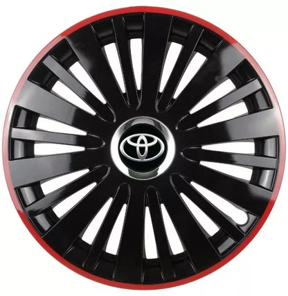 Set 4 Capace Roti pentru Toyota model Falcon Black Cu Rama Rosie R16 TOYOTA