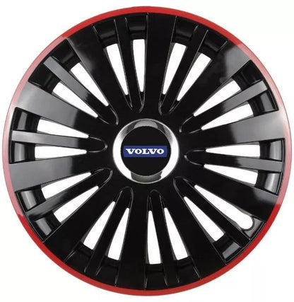Set 4 Capace Roti pentru Volvo model Falcon Black Cu Rama Rosie R15 VOLVO