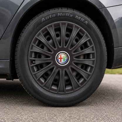 Set 4 Capace Roti, potrivite jantelor de R14, pentru Alfa Romeo, model dino Negru