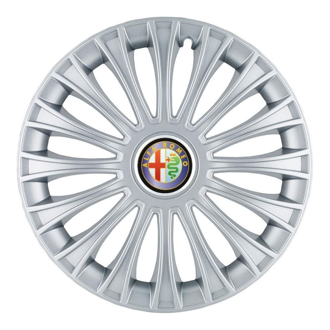 4 darabos dísztárcsa készlet, R14 felnikre alkalmas, Alfa Romeo króm dino modellhez