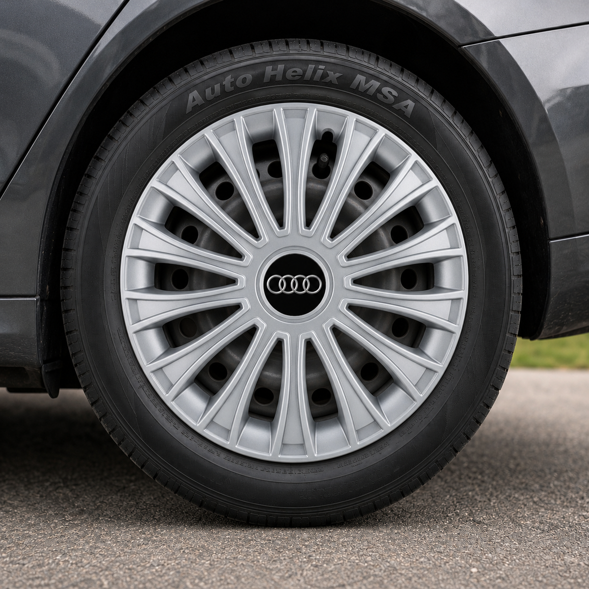 Set 4 Capace Roti, potrivite jantelor de R14, pentru Audi, model dino cromat