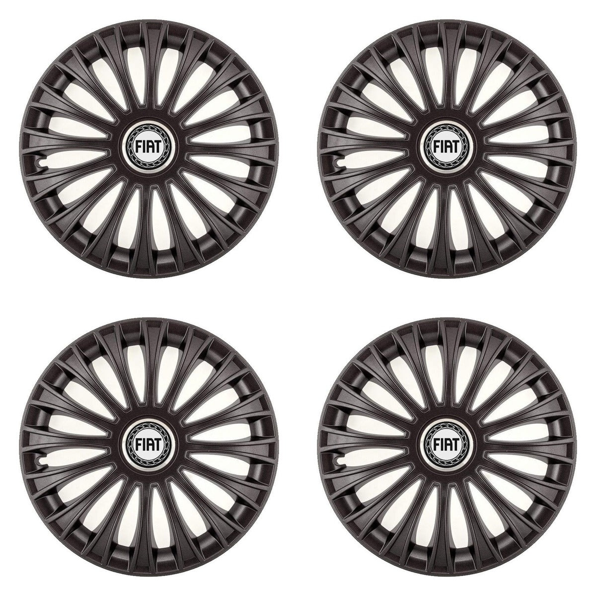 Set 4 Capace Roti, potrivite jantelor de R14, pentru Fiat, model dino Negru