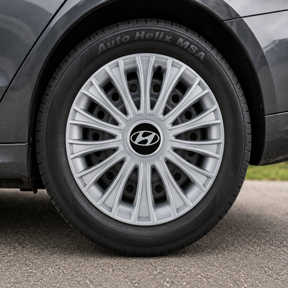 Set 4 Capace Roti, potrivite jantelor de R14, pentru Hyundai, model dino cromat