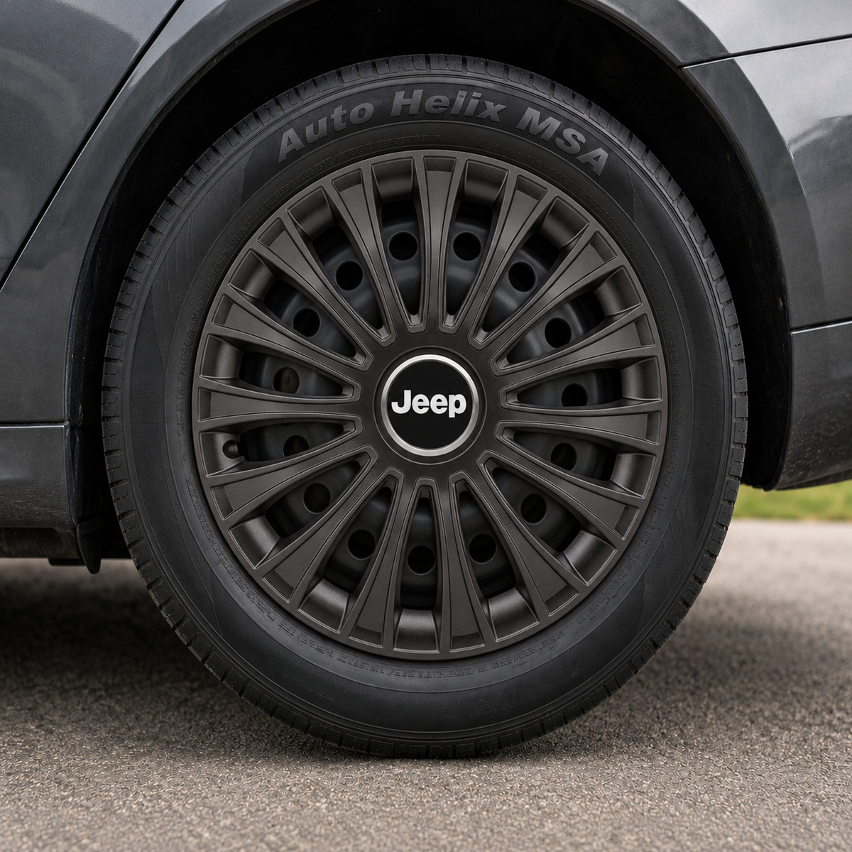 Set 4 Capace Roti, potrivite jantelor de R14, pentru Jeep, model dino Negru