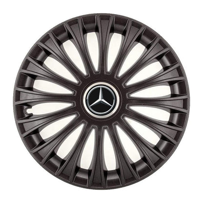 4 darabos dísztárcsa készlet, R14 felnikre alkalmas, Mercedes-Benz Dino modellhez, fekete színben