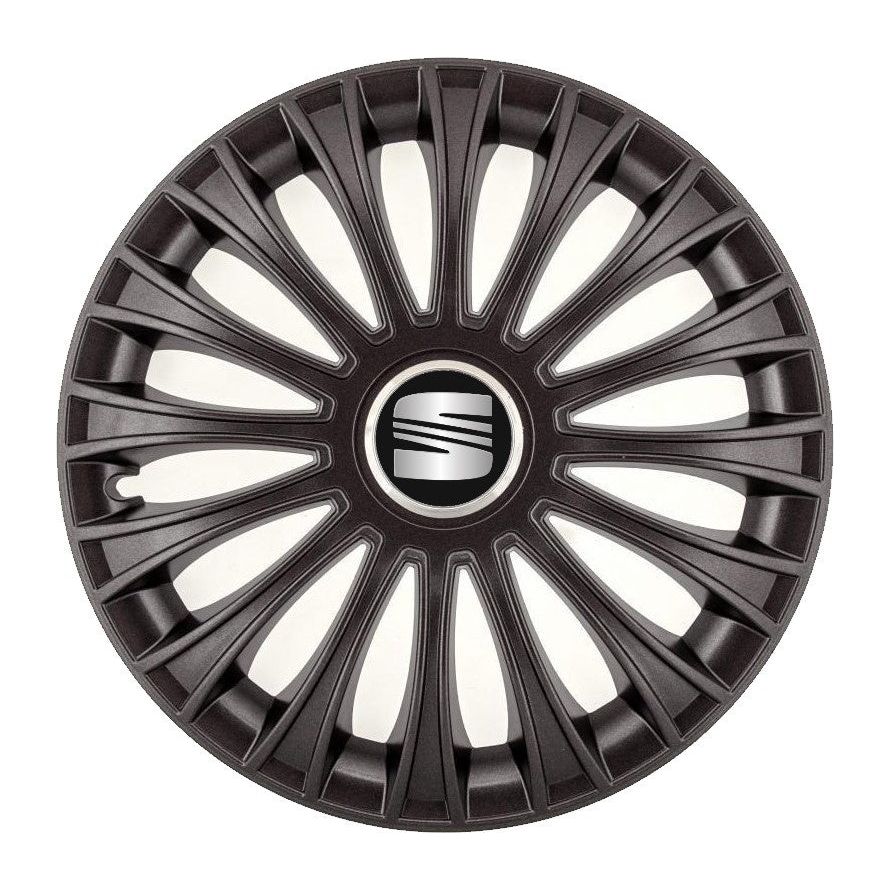 Set 4 Capace Roti, potrivite jantelor de R14, pentru Seat, model dino Negru