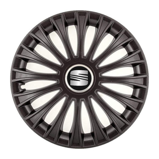 Set 4 Capace Roti, potrivite jantelor de R14, pentru Seat, model dino Negru