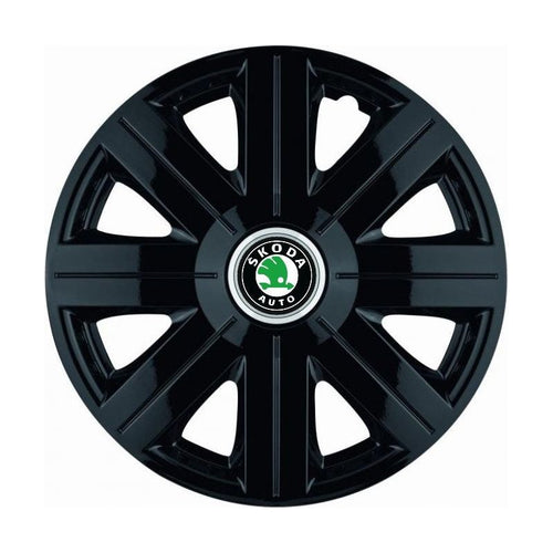 Set 4 Capace Roti, potrivite jantelor de R14, pentru Skoda, model Cosmos Negru