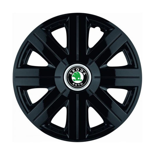 Set 4 Capace Roti, potrivite jantelor de R14, pentru Skoda, model Cosmos Negru