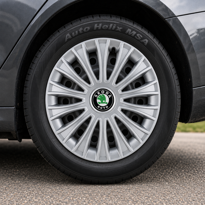 Set 4 Capace Roti, potrivite jantelor de R14, pentru Skoda, model dino cromat